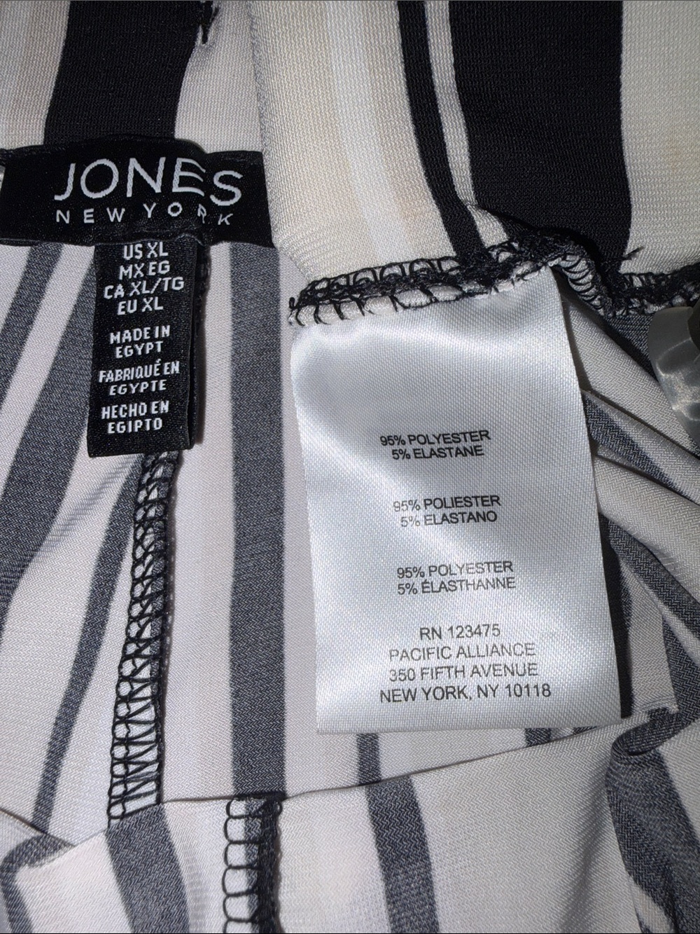 Jones New York Black White Striped Wide Leg Cropped Pants XL - Picture 5 of 7